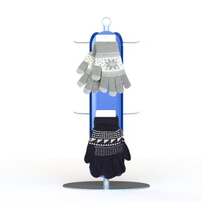 Customized Gloves Metal Display Rack With 3 Sides Plastic Panel Metal Hooks retail Clothing Display Racks