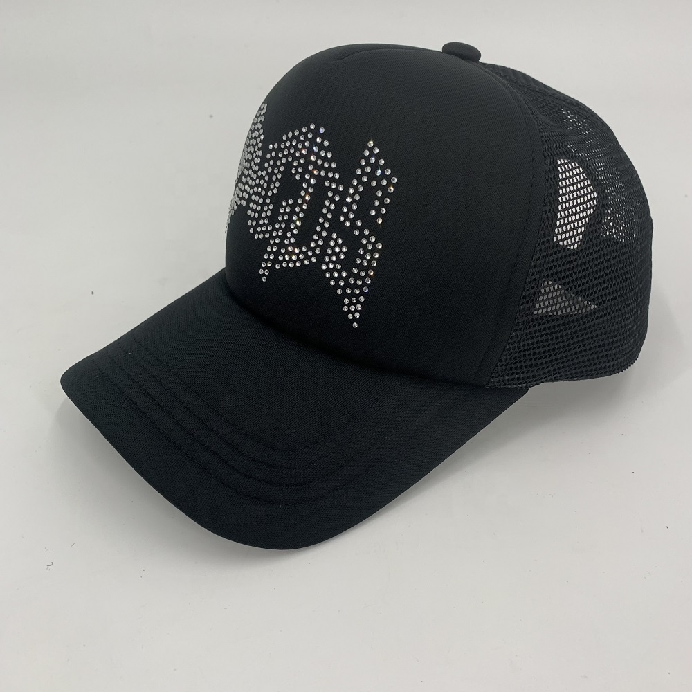 Custom Crystal Diamond Trucker Hats 3M Reflection Night Light Embroidered