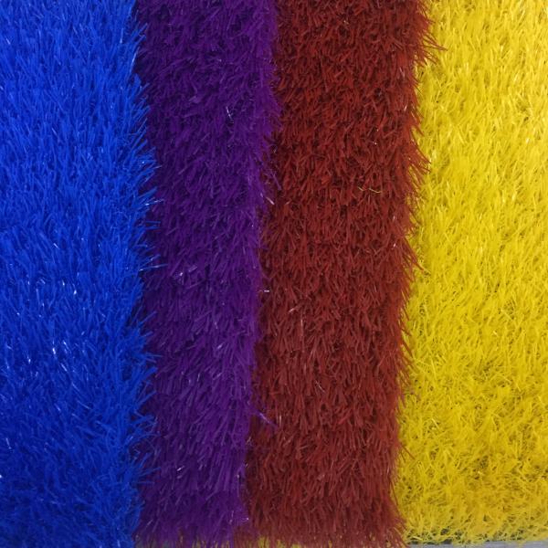 Rainbow Plastic Kids Blue Artificial Grass Carpet Mat For Kindergarten Play Area
