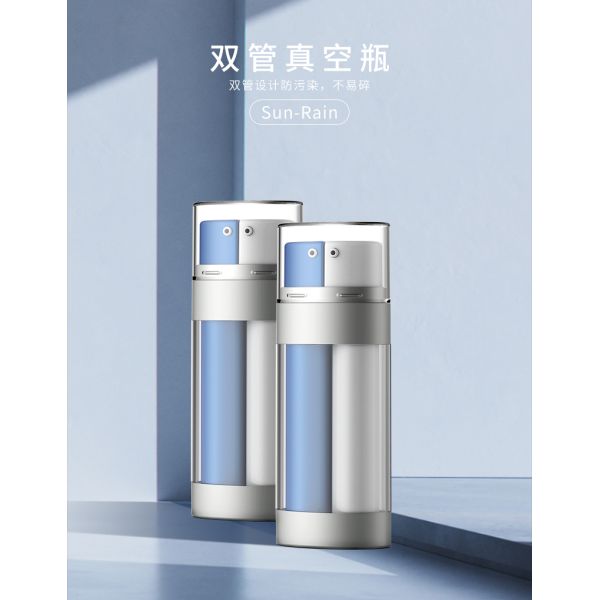 Garrafa mal ventilada do tubo acrílico oval do dobro 30ml com bomba do distribuidor