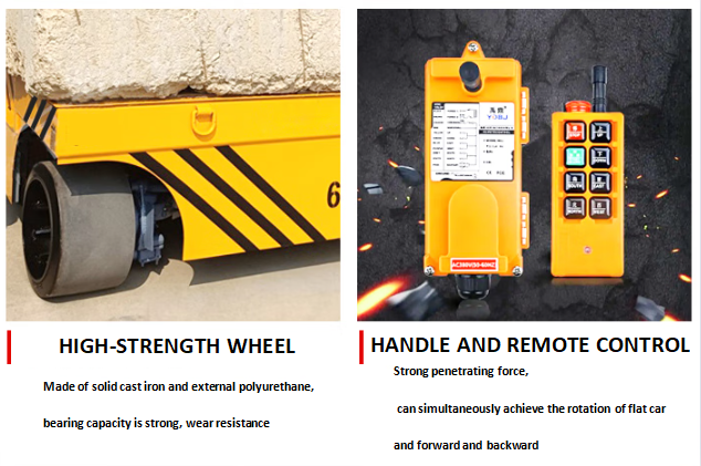 200 KG Electric Flat Car with Wireless Remote Control and 360 Degrees Rotating for Industrial Use