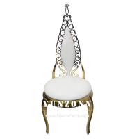Gold Stainless Steel Commercial Wedding Banquet Chair Leather Velvet