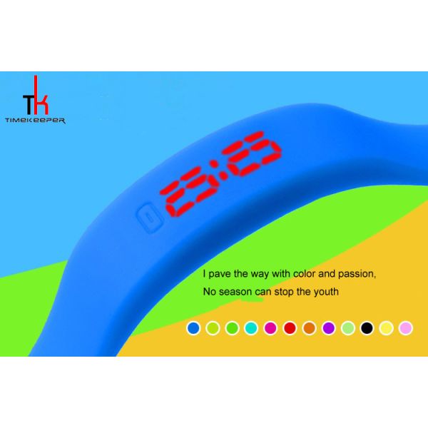 Candy Color Digital Led Sports Watch Silicone Bracelet Watch Waterproof