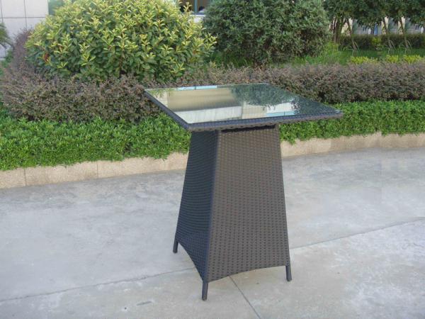 Hand-Woven Grey Rattan Bar Set , Resin Wicker Patio Bar Furniture
