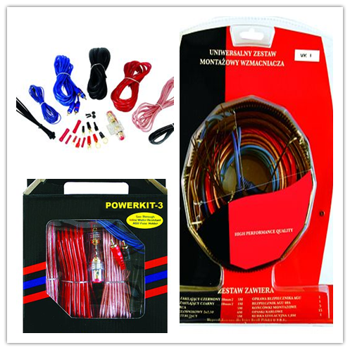 10GA Car Audio Amplifier Wire Power Cable Kit with 30A ATC gold fuse holder with Colour Box Blister Package