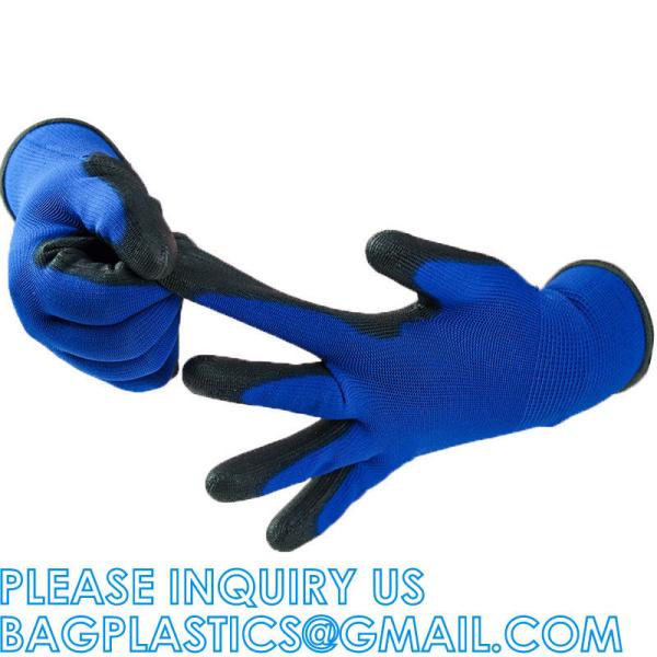 Nylon Knitted Polyurethane Palm Heavy Duty Work Fit Glove Knit Guantes De Trabajo Palm Pu Coated Safety Work Glo