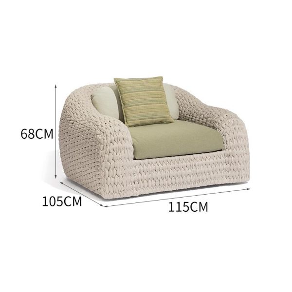 Backyard Patio Furniture Garden Set with Private Villa Garden Sofa in Rope Woven Design