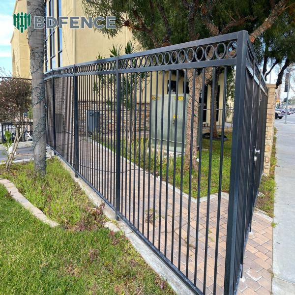 Fire Escape Black Tubular Metal Fence Emergency Access