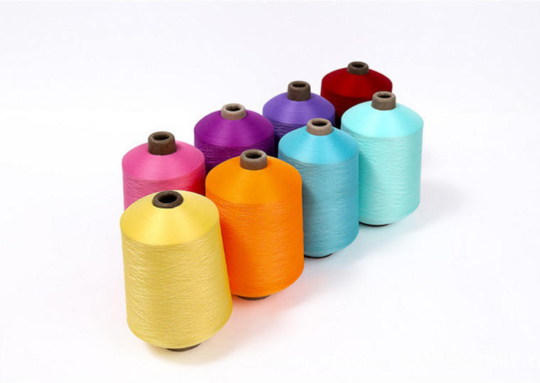 Flame - Retardant Black HIM / SIM dyed polyester yarn 300D / 96F For Weaving