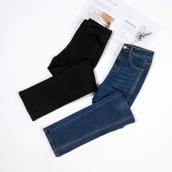 Темно-синие джинсы-карандаш стрейч с высокой талией Nine Points