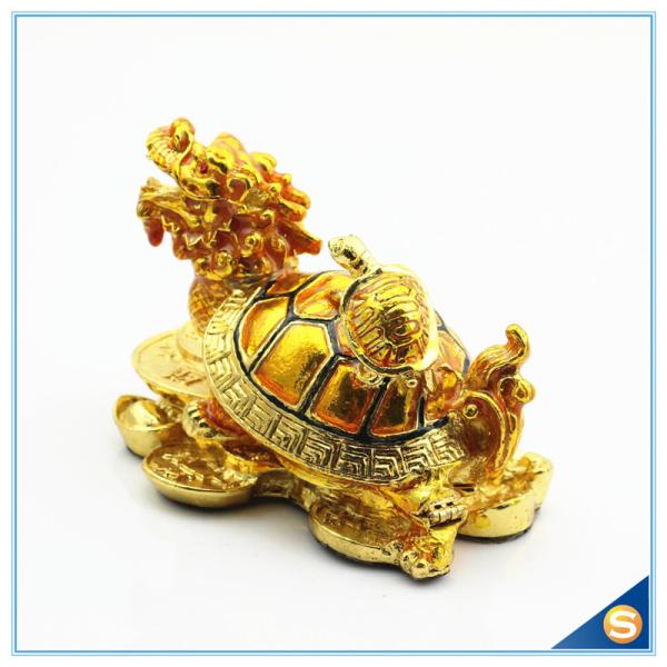 Gold Plated Dragon Turtle With Money Shape Enamel Trinket Box For Decorative SCJ422
