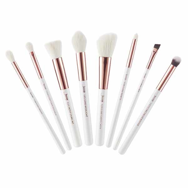 Jessup 8pcs Natural Makeup Brushes Set White Wood Handle