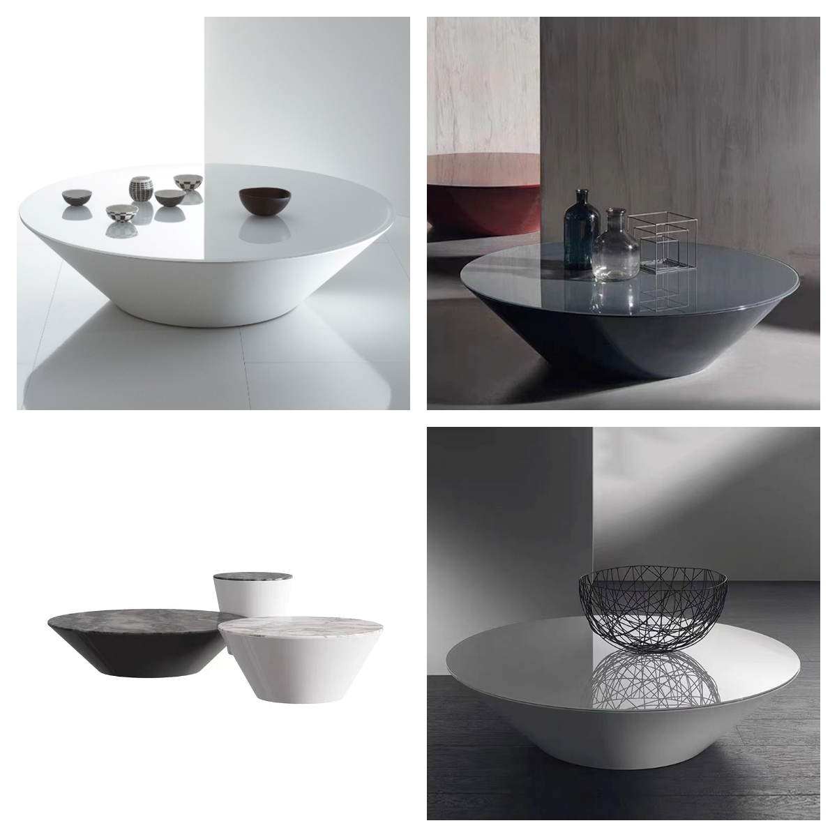 Художественный черный Северный кофейный стол Скульптурный высокий глянцевый Привлекательный