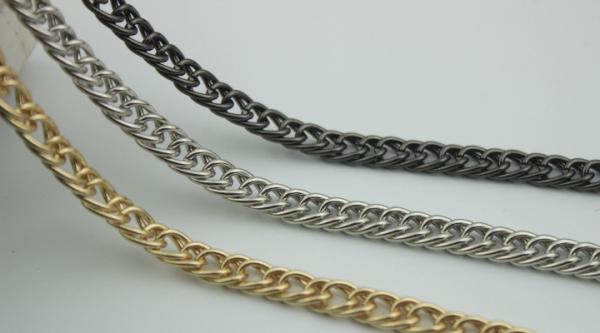 Innovative design top quality iron material bag hardware 7 mm width light gold double metal chains for handbags
