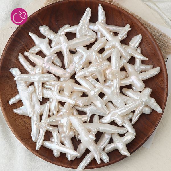 Natural Freshwater Pearl Cross Pendant Irregular Cross Diy Necklace Earrings Baroque Pearl Cross Charms Accessories Wholesale