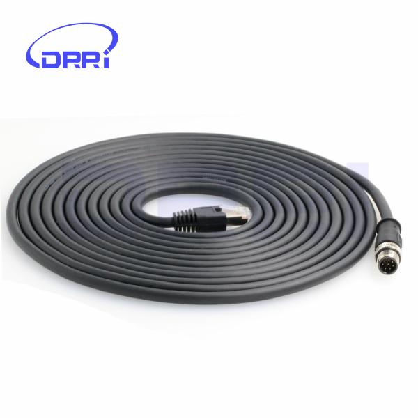 M12 8 Pin Male A Coding to RJ45 Ethernet Cat5e Cable Shielded Cable