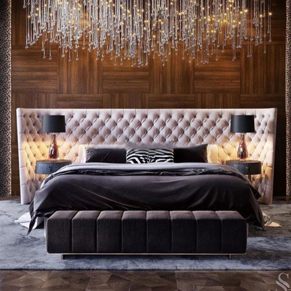 2.2m King Size Fabric Bed 3.46m Modern Bedroom Furniture Sets 59.0in