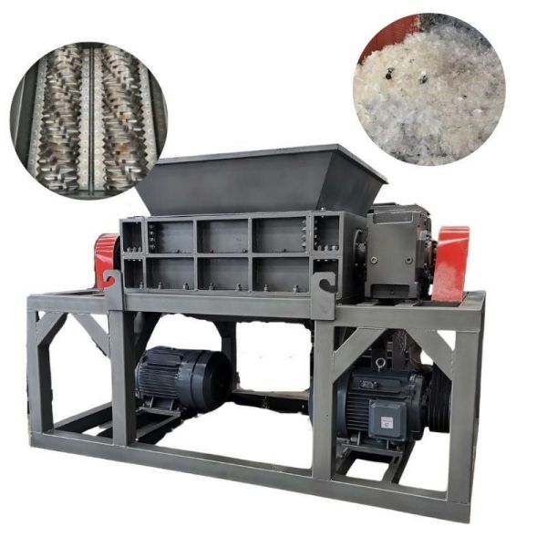 Double-Screw Model Customized Waste Silk Fabric Dual-Axis Hob Shredder for Fully Automatic Shredding