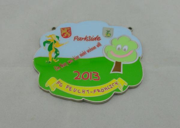 95mm Ecofriendly Green Enamel Medal , Zinc Alloy With Epoxy For Gift