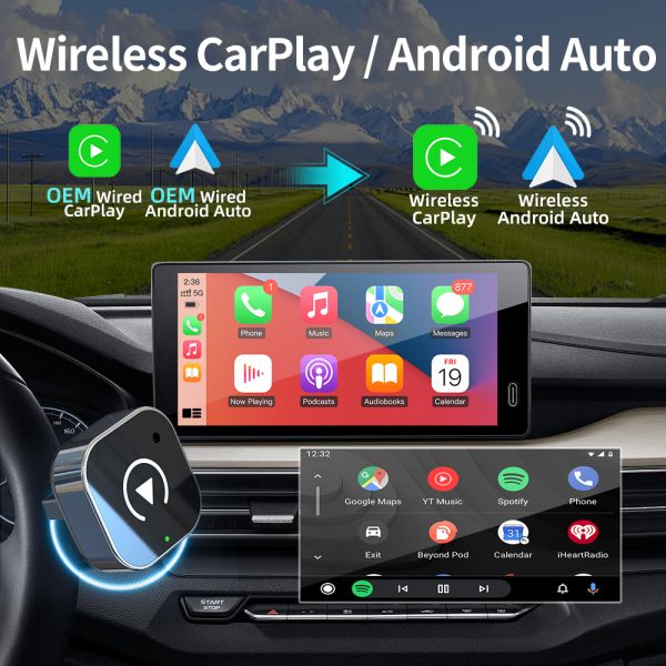 Source factory cross-border carplay wired to wireless carplay dongle dual-channel