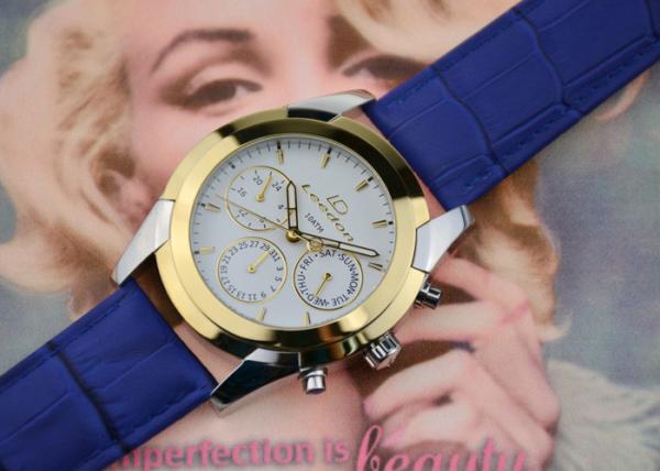 Fashion Men'S Waterproof Wrist Watch 316L Stainless Steel With Leather Strap