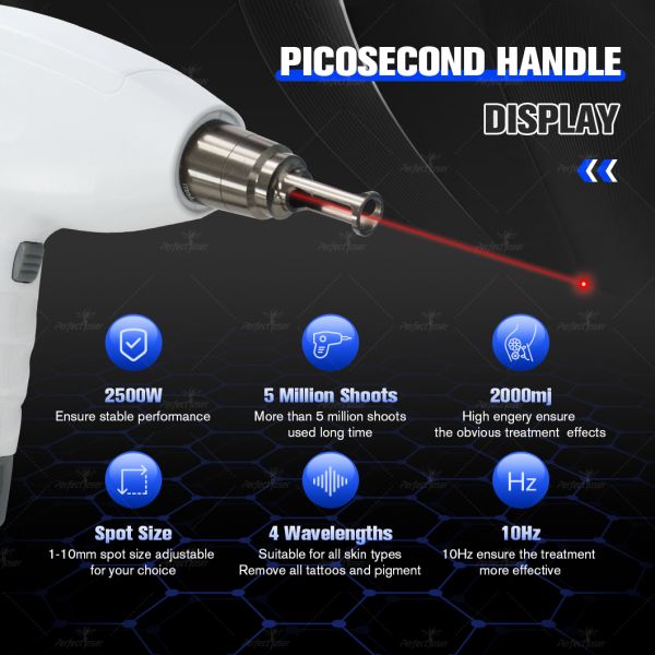 Picosecond Laser 4 Wavelength Tattoo Removal Skin Rejuvenation 530+755+1064+1320nm Q-Switched ND: YAG Machine