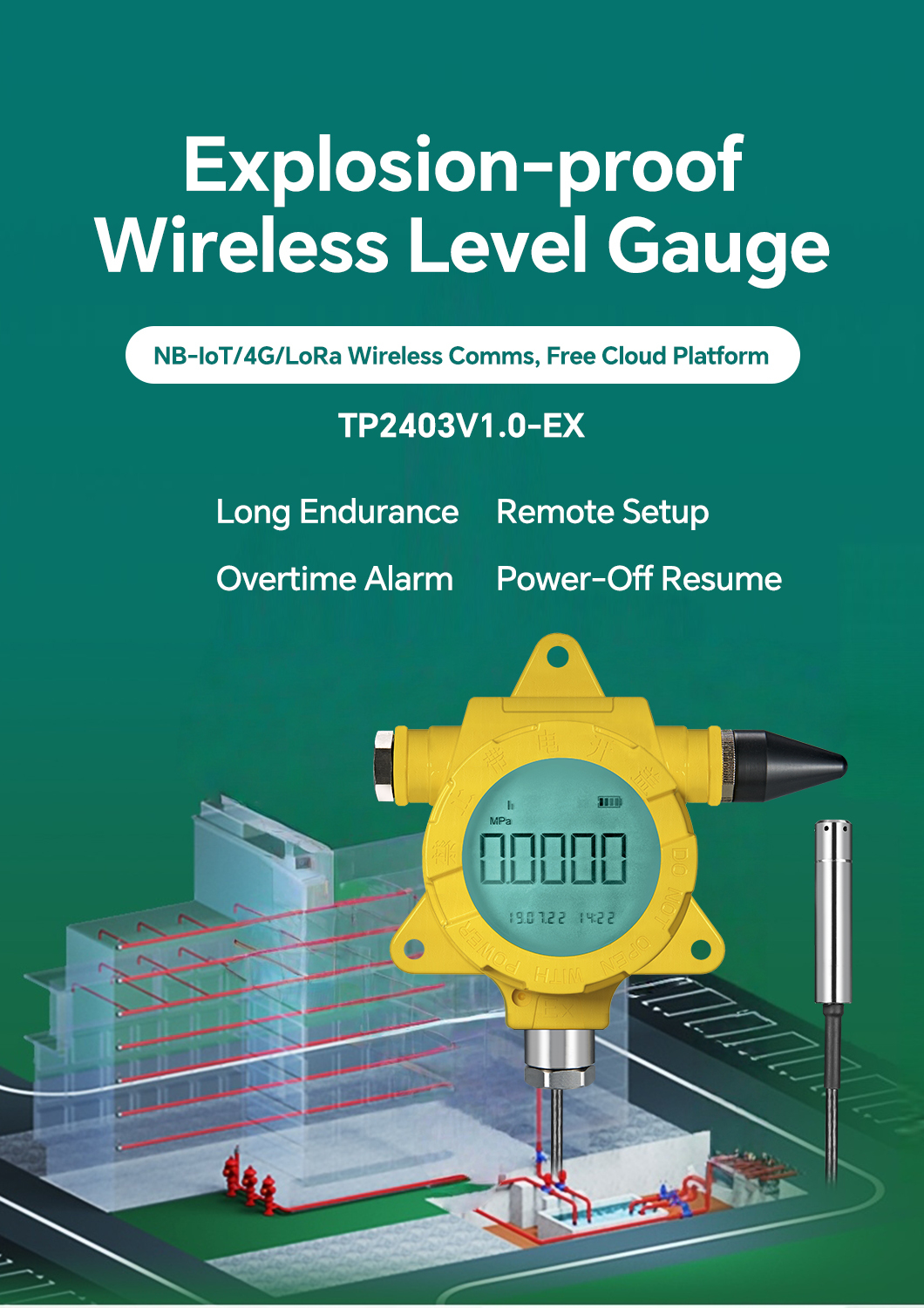 Level transmitter 4G For Petrochemical Tank Farm Industrial Liquid Level Measuring Device