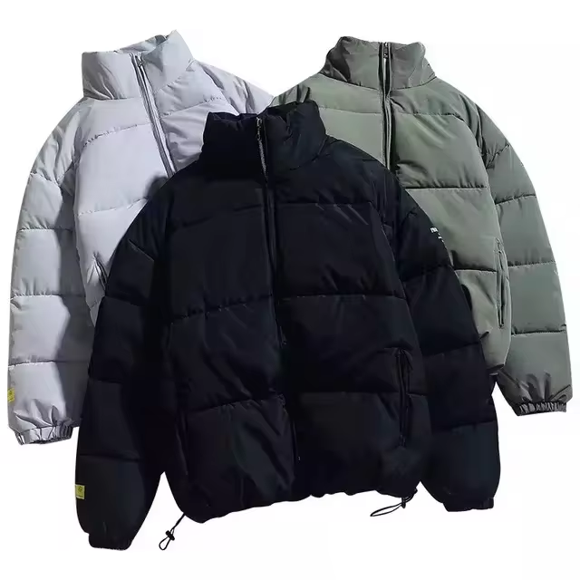 Customized Logo Winter Puffer Jacket Full Zip Men'S Streetwear Puffer Coat OEM Service