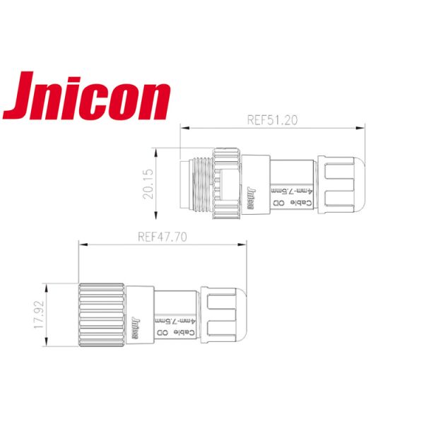 M15 2 Pin Waterproof Male Female Connector IP68 Screw Locking For Street Lights