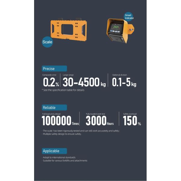 High Precision Digital Forklift Scale with 0.2% Maximum Deviation and 2-in-1 Lifting & Weighing Featuring Automatic Overload Alarm