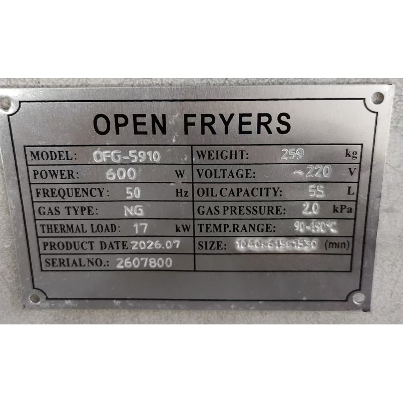 OFG-5910 8HD Gas Digital Computer Panel 55L 5 Fry Tray Big Productivity Open Deep Fryer