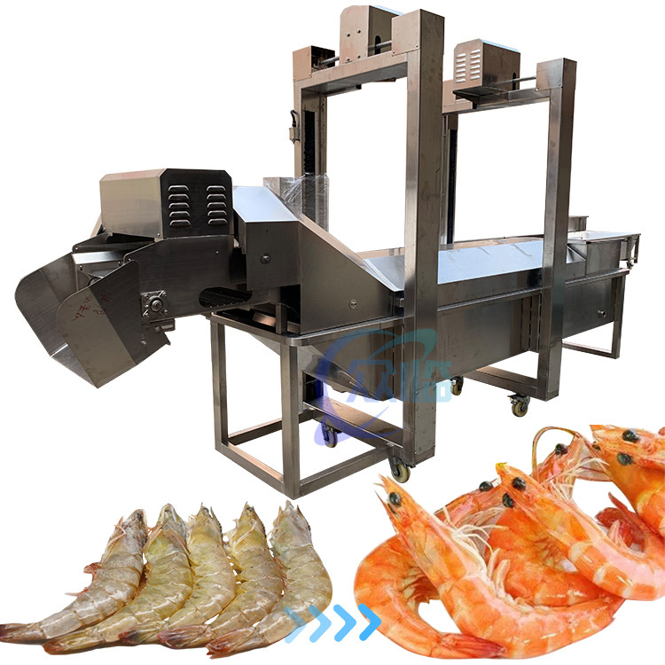 Continuous Shrimp Steamer Machine 380v Seafood Processing Equipment