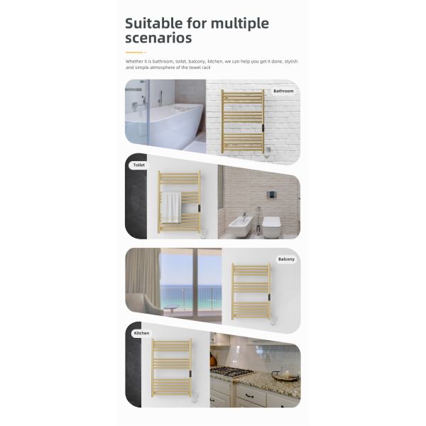 Stainless Steel 10 Bars HEATED Towel Rail Warmer Radiator for Smart Electric Water Heating