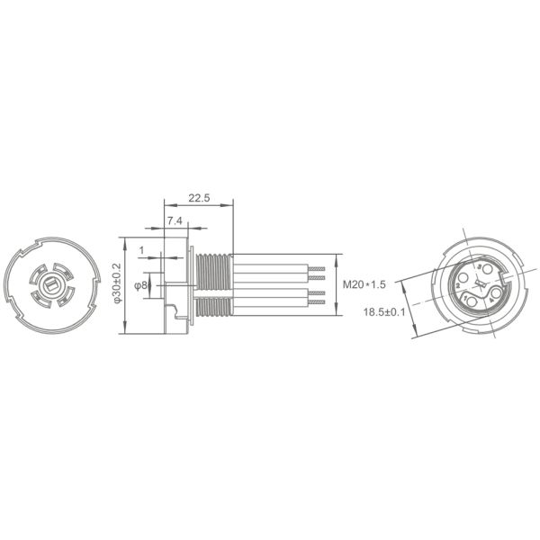 Zhaga Book 18 Receptacle Short Thread Road Area Commercial Residential Lighting Compact Design