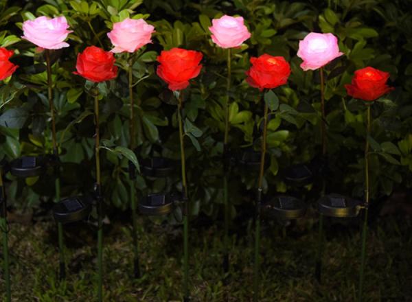 Solar Artifical Rose Lights Outdoor Lawn Park Decoration Lamp LED Silk Rose Lamp