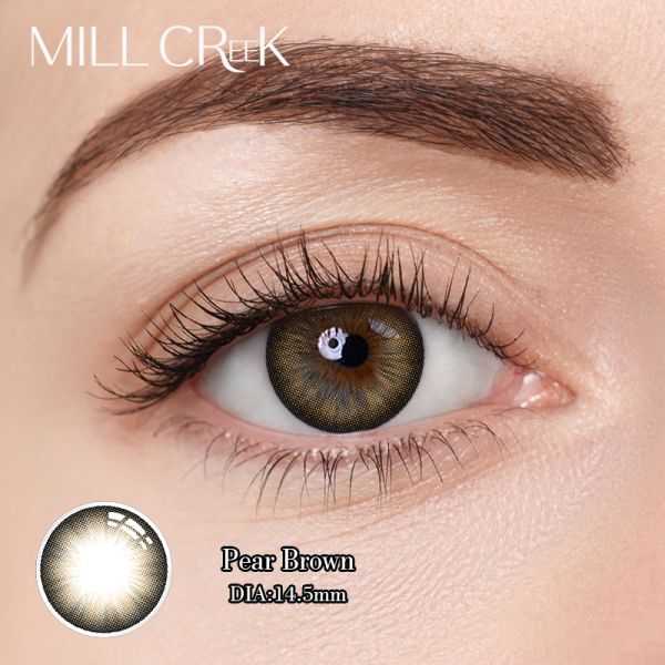 Pear Brown 14.5mm Yearly Disposable Contact Lenses with 40% Water Content for Dark Eyes