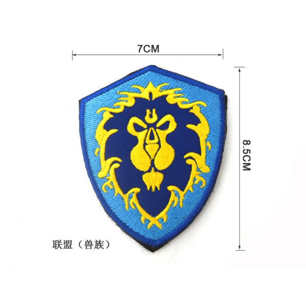 Plastic Backing Embroidered Sew On Badges Customized Logo Garment / Caps Usage