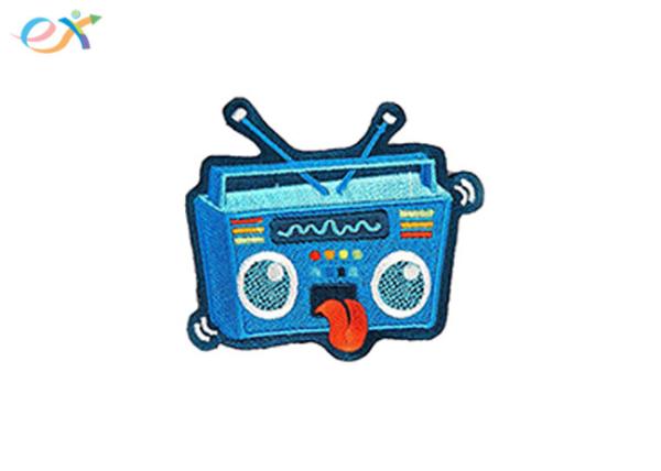 Cute Clothing Radio Iron On Embroidered Patches Polyester Material 12 Colors