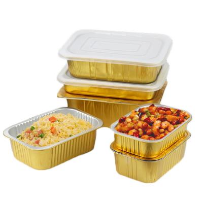 Golden Aluminum Foil Pan Disposable Foil Fast Food Container To Takeout Cake Trays Boxes Foil Container Food Pack