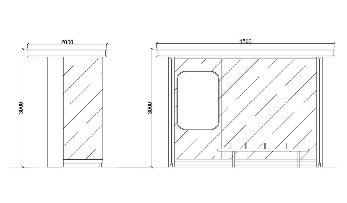 L5200mm Aluminum Bus Shelter