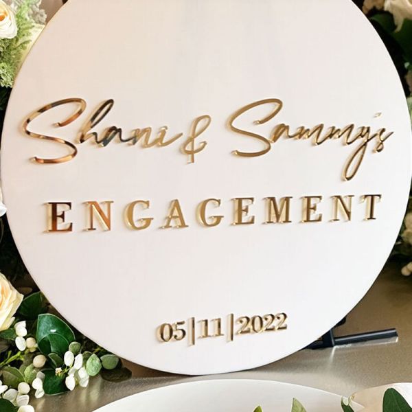 Birthday Party Baby Shower Decoration Circle Engagement Wedding Welcome Sign Custom 3D Acrylic Round Wedding Signs