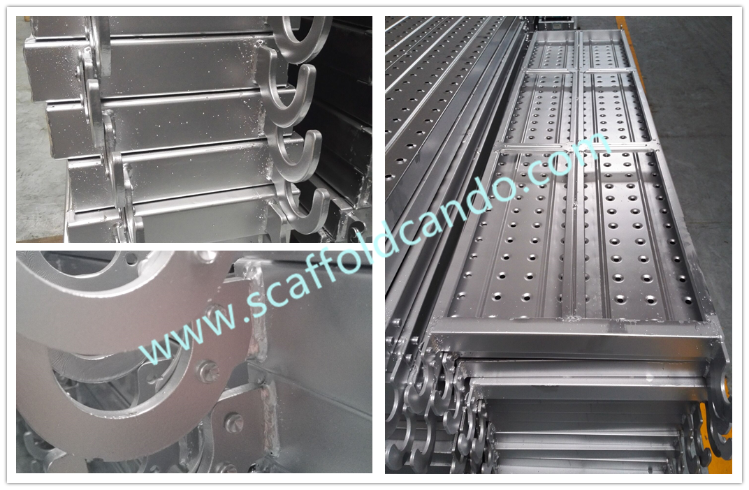 0.9-1.8mm thickness scaffolding galvanized catwalk working platform with hooks hook planks steel board with 43 50mm hook
