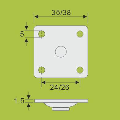 double wheels top plate casters ,PVC PA material caster wheel 30mm