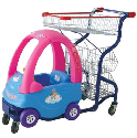 Cute Plastic Children Supermarket Shopping Trolley With Basket
