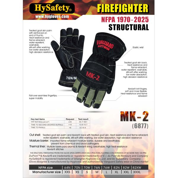 NFPA1970(1971) Goatskin Firefighter Work Gloves