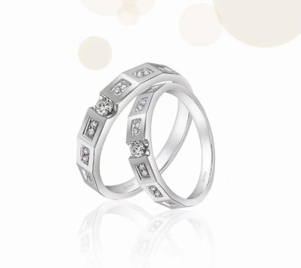 Popular Quadrilateral Element 8.8g White Gold Couple Rings
