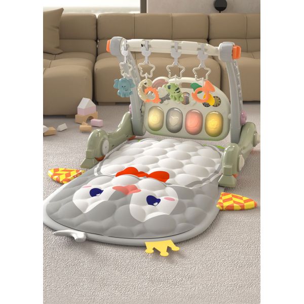 Four-Wheeled Infant and Toddler Foot Piano 2-In-1 Learning Walker Handcart in Plastic