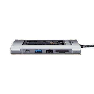 External Hard Drive Enclosure 8 In 1 Laptop USB C HUB 10Gbps For M.2 PCIe NVMe And SATA SSD