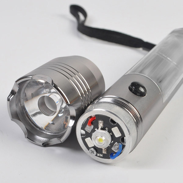 1W high power solar powered led flashlight, with USB input charging port