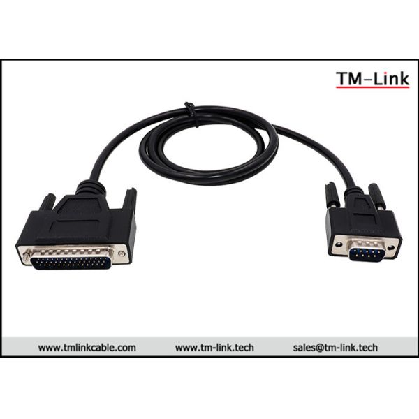 High quality DB9 male to DB25 male serial black D-Sub port printer data cable
